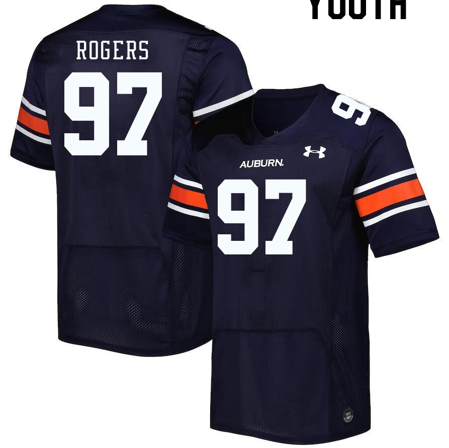 Youth #97 Justin Rogers Auburn Tigers College Football Jerseys Stitched-Navy
